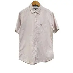 ※O BURBERY LONDON 半袖ストライプシャツ レッド系 シアサッカー