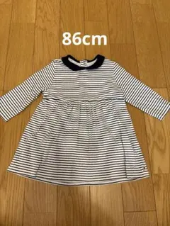 PETIT BATEAU ボーダー 長袖 ワンピース 襟付き