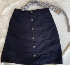 Sサイズ黒デニムミニスカート前開きボタン後ろはウエストゴム