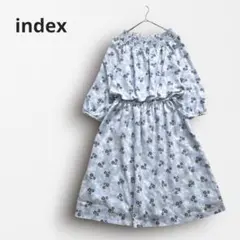 Y7752【インデックス】花柄オフショルワンピース 春夏 フレア 清楚 水色 L