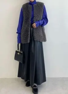 新品！グリーンレーベルリラクシング　フェイクファーベスト