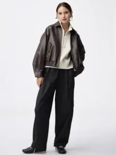 【美品】ジーユーGUバレルレッグプルオンパンツQ ブラック　XL