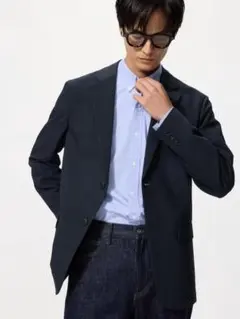 美品 ユニクロ 感動ジャケット 感動パンツ セットアップ ネイビー M