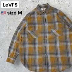 Levi's 長袖シャツ M マスタード・グレーのチェック