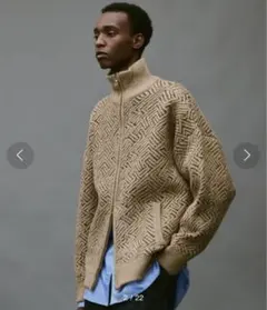 ソエルテ【3】オーバーサイズジャガードドライバーズニット ハイネックジップアップ