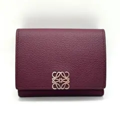 【極美品】 ロエベ アナグラム トライフォールド ウォレット バーガンディー