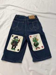 ヒスミニ　レア　 デニムパンツ トランプ柄　七分丈のサムネイル