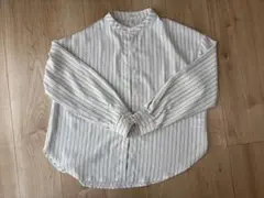 ホワイトストライプ ボタンアップシャツ 長袖