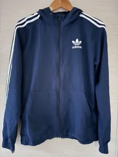 【最安値】adidas ネイビー フルジップウィンドブレーカー