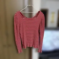 GU 赤白ストライプ 長袖Tシャツ