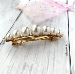 【同梱480】セレモニーに彩りを♡ 上品パール バレッタ 結婚式 24h発送