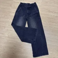 ダークグレーワイドレッグデニム