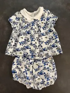 PETIT BATEAU 花柄ポロシャツ＆ブルマセット 24m
