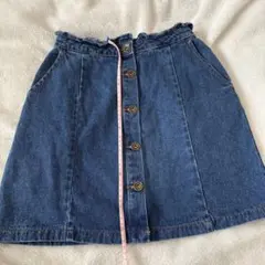 デニムブルー ボタンフロント ミニスカート