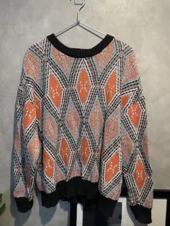 BAYFLOW 幾何学模様ニット オレンジ