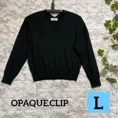 【OPAQUE.CLIP 】レディース 長袖ニット　セーター　ブラック　Vネック