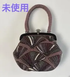 和装用ビーズバッグ 紫・ピンク系　扇模様 和装小物