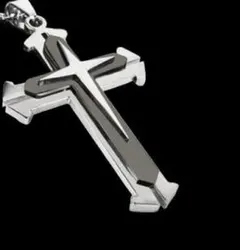 【N20】ネックレス　メンズ　シルバー　黒　クロス　十字架　アクセサリー