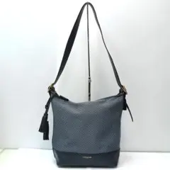 COACH　ショルダーバッグ　レガシー　ジャックロード　黒×水色　レザー