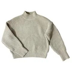 【美品】ユニクロ ナチュラル カジュアル 畦編み ハイネック ニット 秋冬 L
