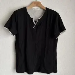 archive henleyneck rib black layered tee