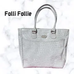 フォリフォリ　Folli Follie　クロコ型押し　エナメル　トート　未使用のサムネイル