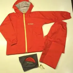 mont-bell レインウェア120 レッド上下セット