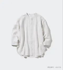 【美品】ユニクロ リネンブレンドオープンカラーシャツ 七分袖