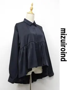 mizuiro ind裾ギャザーバルーンシャツ チャコール - メルカリ