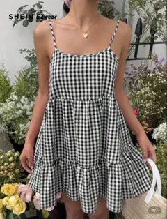 SHEIN EZwear レディース チェック柄キャミソールワンピ
