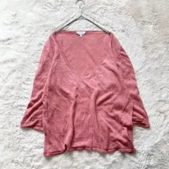 マックスマーラ　リネン100% 春　薄手　ニット　トップス　Lサイズ　ピンク