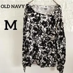 【OLD NAVY 】 M 長袖Tシャツ 花柄(黒/白)