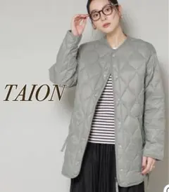 【美品】タイオン キルティング ダウン ジャケット コート セージグリーン