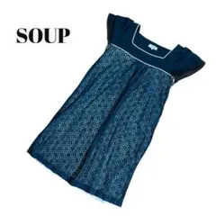 c401◯SOUP ワンピース 半袖 レース フォーマル おしゃれ着 フリル