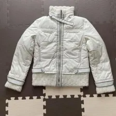 COACH ダウンジャケット ボア襟 羊革 マルチボーダー S 白 シロ レザー 