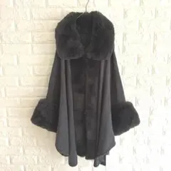 新品　ケープポンチョコート　高級感　ゴージャス羽織　Foco Line グレー