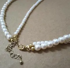 あ*ー様 人工パールロングネックレス　ホワイト２way