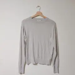 ☆ワケあり☆N. 長袖 クルーネック ニット ライトグレー系【Mサイズ相当】のサムネイル