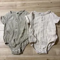 SHEIN ボタン付きロンパース 9-12M 2点セット