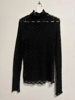 courreges クレージュブラック シースルー ハイネック トップス - メルカリ