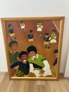 中学生制作 F20号 油彩画 サッカー 絵画 原画 木製額縁付き 一点物 中学生制作 F20号 油彩画 木製額縁付き 一点物 佐賀・福岡近辺直接取引