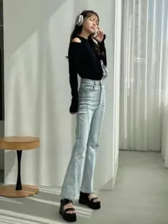 GRL グレイル フリージアハイウエストフレアデニムパンツ[cu522]