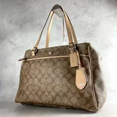 美品✨A4可 コーチ トートバッグ PVC×レザー 本革 シグネチャー 肩掛け