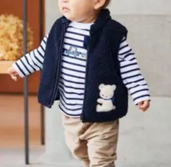 現行品！美品familiarファミリア★もこもこボアベスト★80㎝