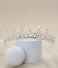 ウェディング ティアラ パール ビジュー シルバー