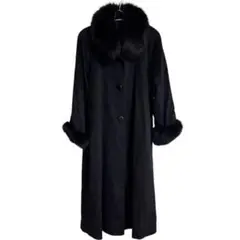 合馬公式アカウント1様専用✨豪華ファー付き ブラックコート 馬具柄裏地 M