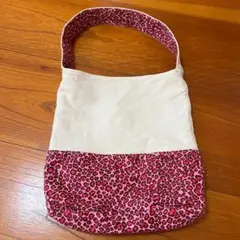 ハンドメイド／ピンクのヒョウ柄／トートバッグ