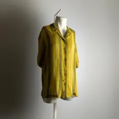 イタリア製 90s 開襟 シアーシャツ ヨーロッパ トップス ヴィンテージ レア