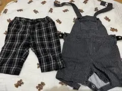 80cm ストライプ・チェック オーバーオールセット　まとめうり