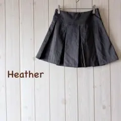 ＊Heather ヘザー＊ ワイドプリーツ ミニスカート M チャコールグレー